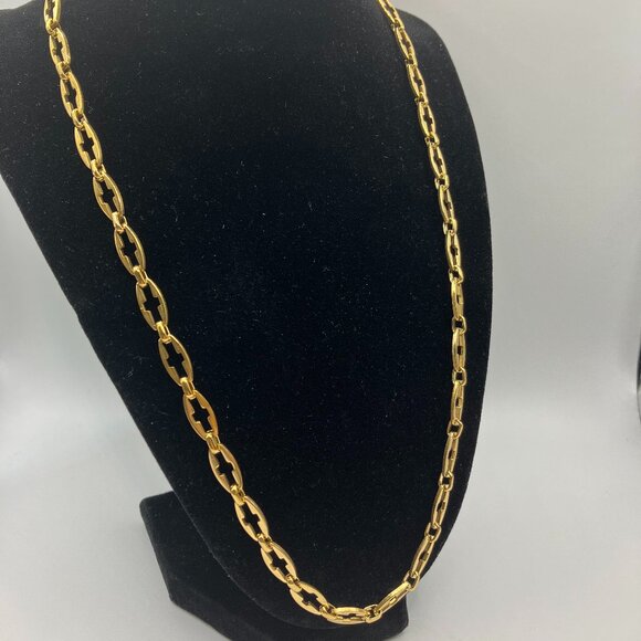 Real 18K Gold Plated over Stainless Steel Oval Link Hollow Cross VARIOUS Lengths - Picture 1 of 5